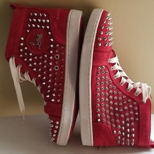 CHRISTIAN LOUBOUTIN HIGH TOP SPIKED SNEAKERS SZ10